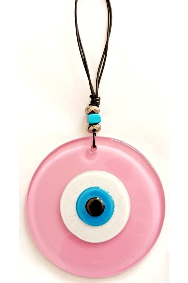 Pink Color Glass Nazar Beaded Handmade Special Design Wall Ornament - TryAladdin