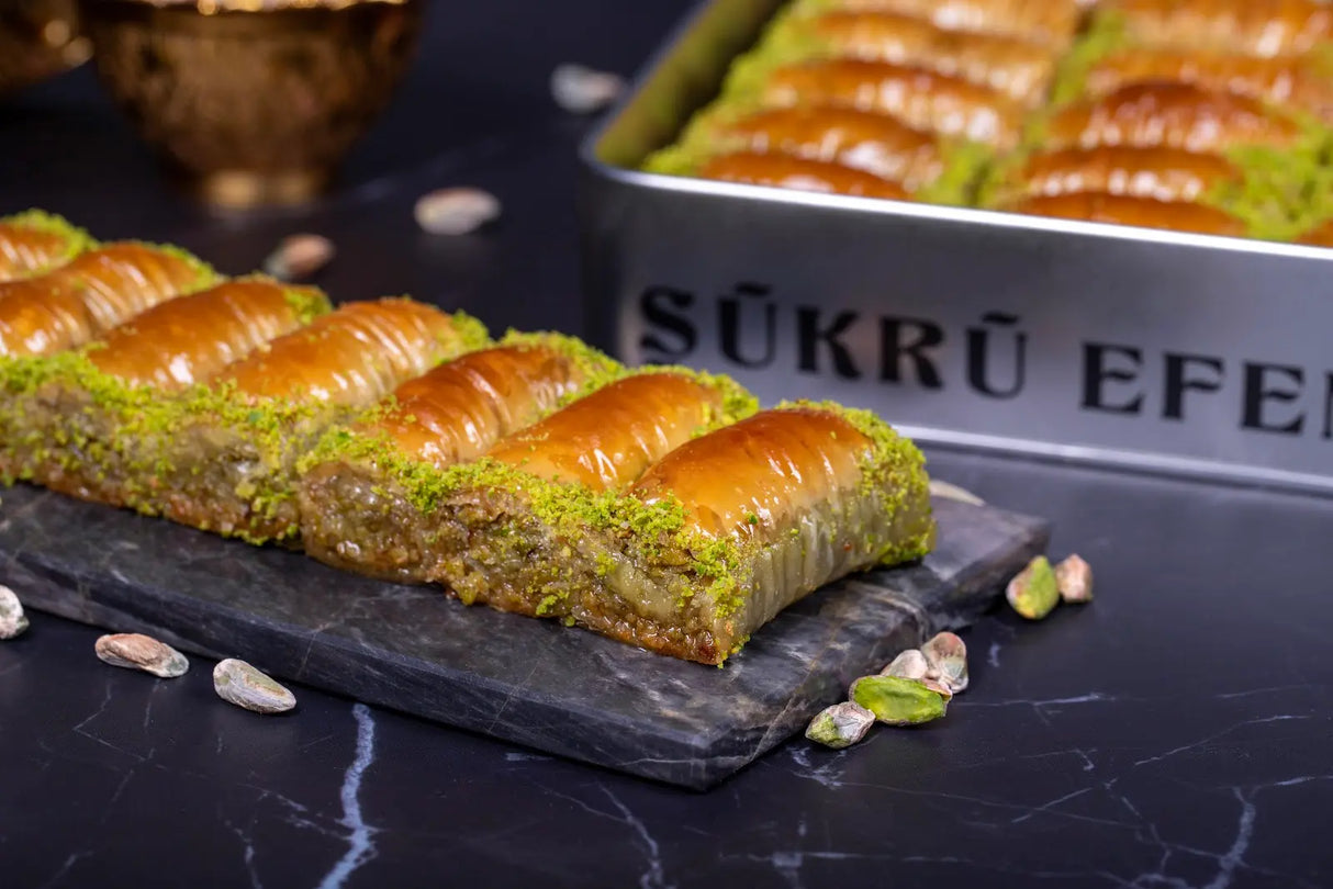 Sukru Efendi 1935 | Golden Pistachio Turkish Baklava in Gift Metal Box - TryAladdin