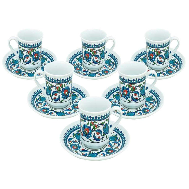 Acar | Turkish Coffee Set of Six - Porcelain - Topkapi - White - TryAladdin