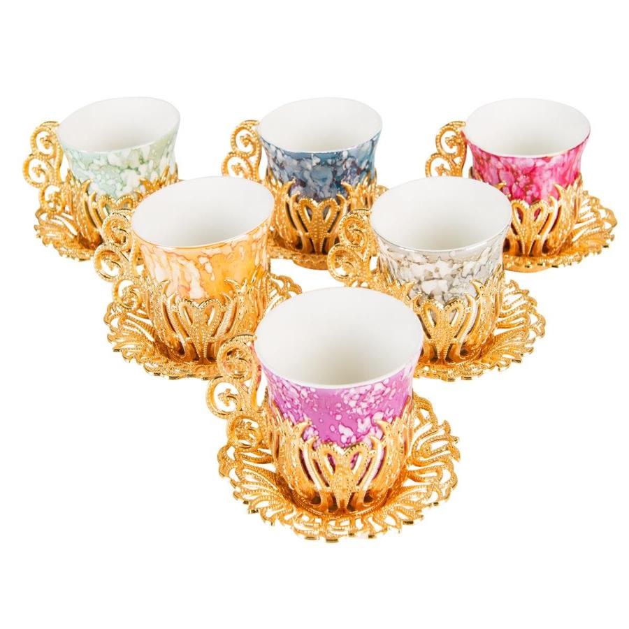 Acar | Turkish Coffee Set of Six - Tulip - Gilded - Gold - TryAladdin