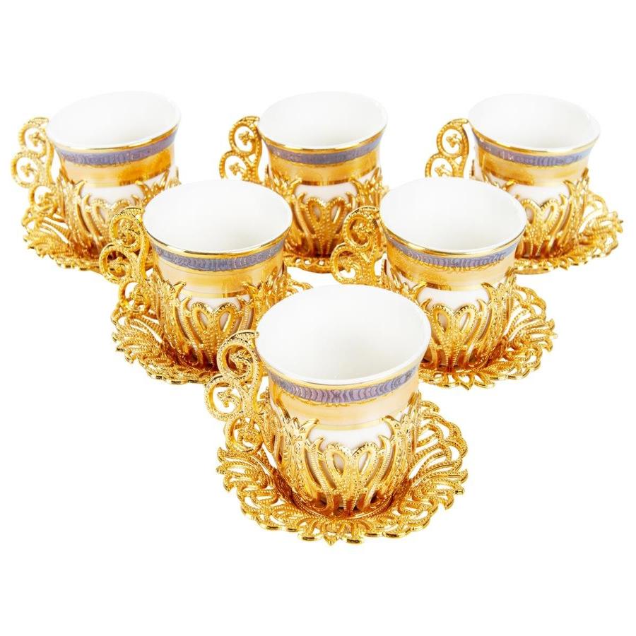 Acar | Turkish Coffee Set of Six - Tulip - Marble - Gold - TryAladdin