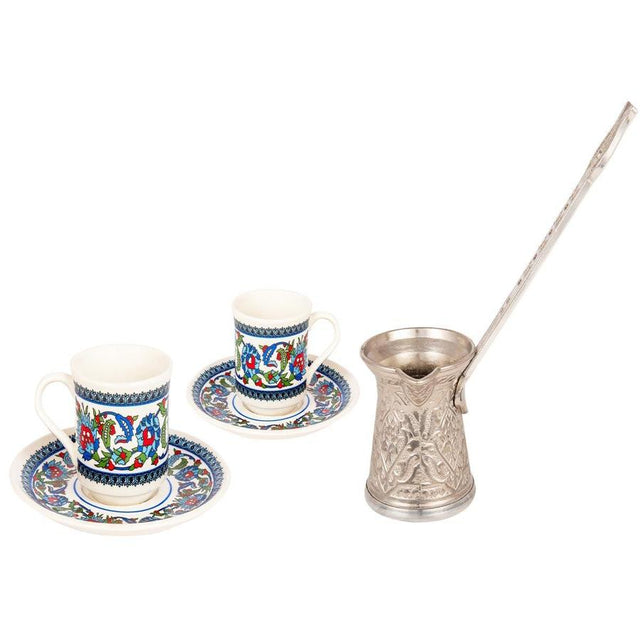 Acar | Turkish Coffee Set of Six - Tulip - Pied - White - TryAladdin