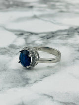 Istanbul Jewelry | Sapphire Turkish Design Oval Handmade Silver Ring - TryAladdin