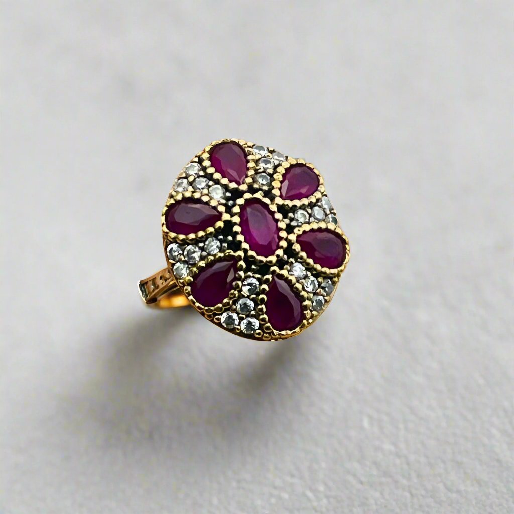 Istanbul Jewelry | Ruby Ottoman Style Handmade Silver Ring - TryAladdin