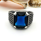 Blue Sapphire Squared Stone Men's Ring - TryAladdin