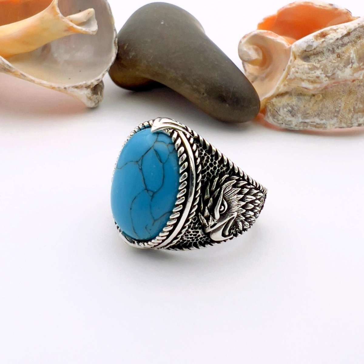 Blue Turquoise Square Ring - TryAladdin