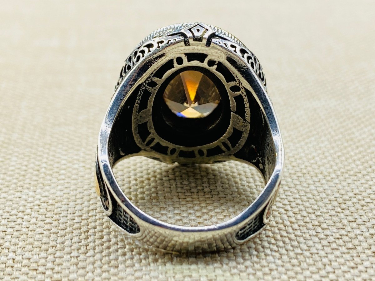 Citrine Stone Silver Men's and Women's Ring - TryAladdin