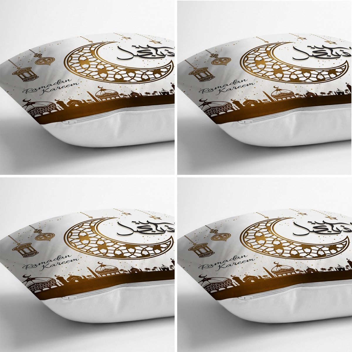 Crescent and Ramadan Lantern Ramadan Kareem Motif Runner and Cushion Pillow Cover Set - TryAladdin