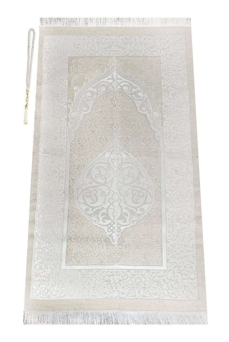 Cylender Boxed Prayer Rug Set,White - TryAladdin