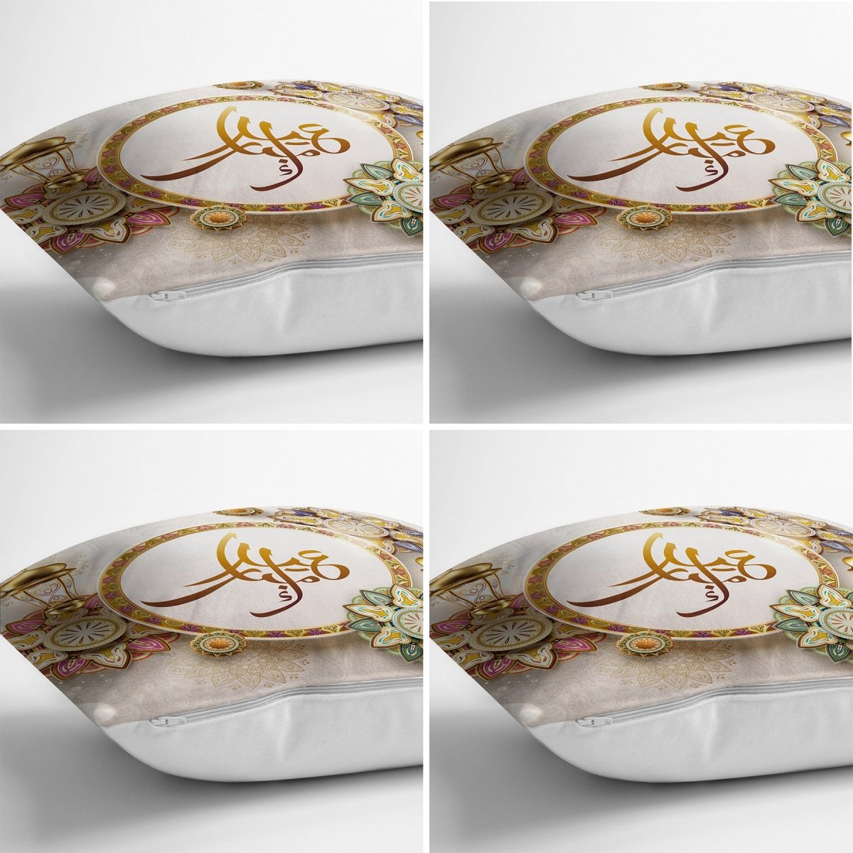 Eid Mubarak with Arabic Motif Digital Printed Runner and Cushion Pillow Cover Set - TryAladdin