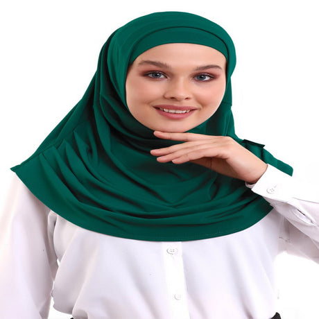 Emerald Green Adult Bonnet Hijab Ready to Wear Practical Scarf - TryAladdin