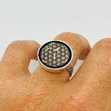 Flower Of Life Signet Silver Ring - TryAladdin