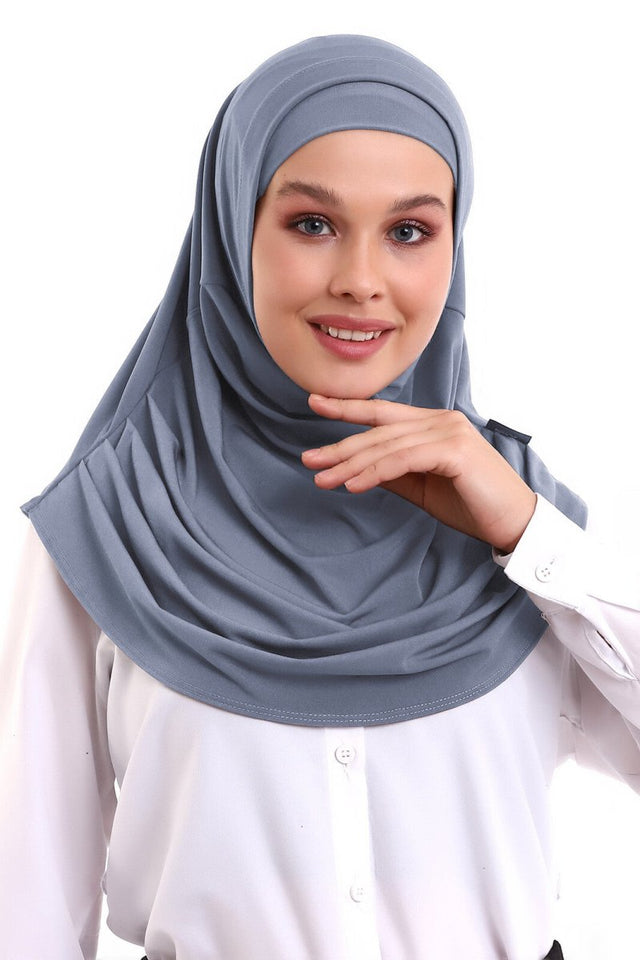 Gray Adult Bonnet Hijab Ready to Wear Practical Scarf - TryAladdin