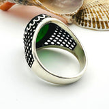 Green Emerald Oval Stone Men's Ring - TryAladdin