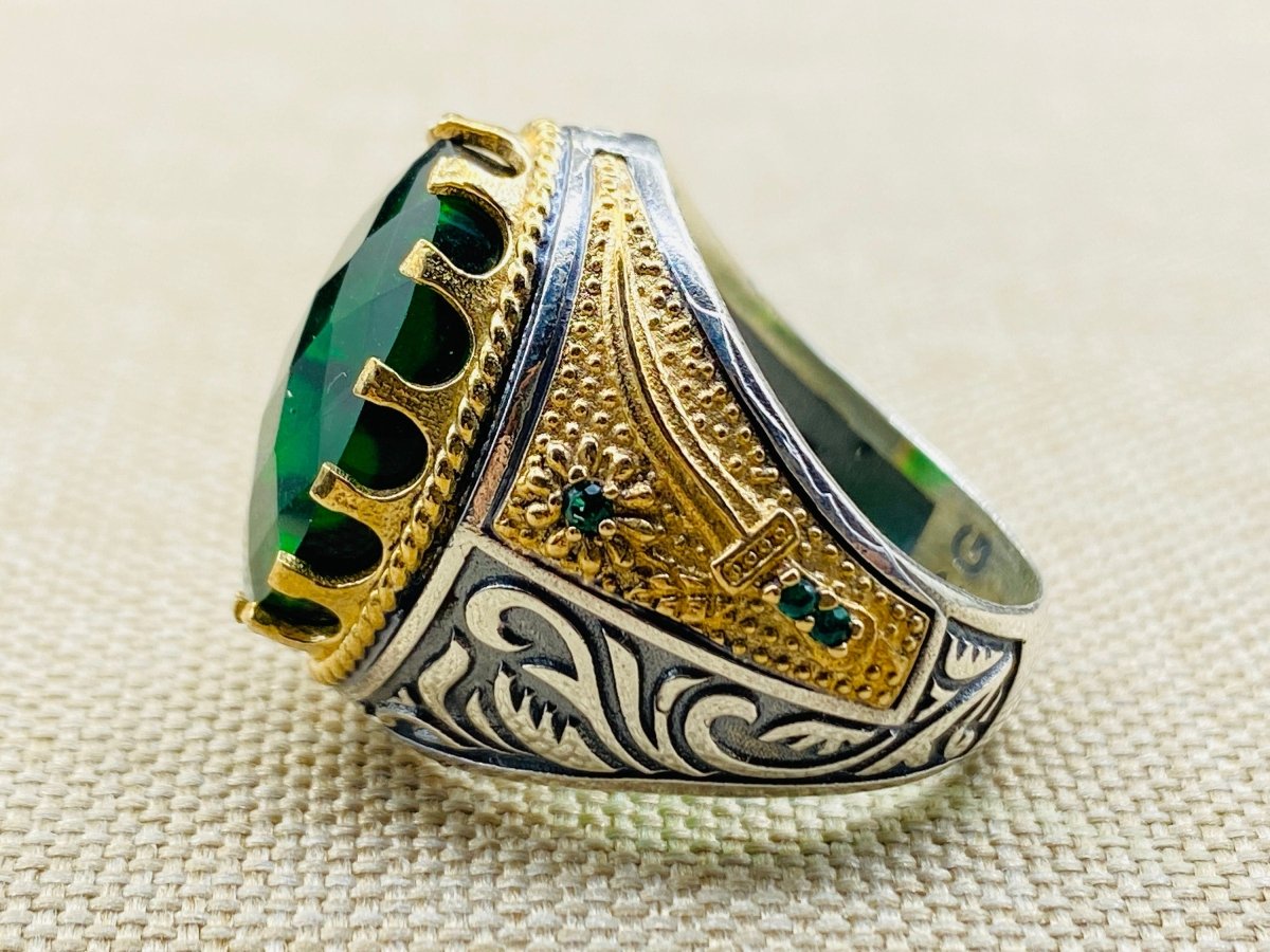 Green Emerald Stone Ring for Men - TryAladdin