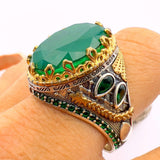 Green Oval Tourmaline Stone Men's Ring - TryAladdin