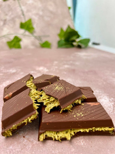 Handmade Dubai Chocolate Tablet - Belgian Chocolate with Pistachio & Roasted Kadayif - TryAladdin