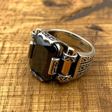 Handmade Men's Turkish Black Onyx Silver Ring - TryAladdin