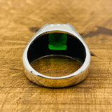 Minimalist Square Green Emerald Stone Men's Ring - TryAladdin