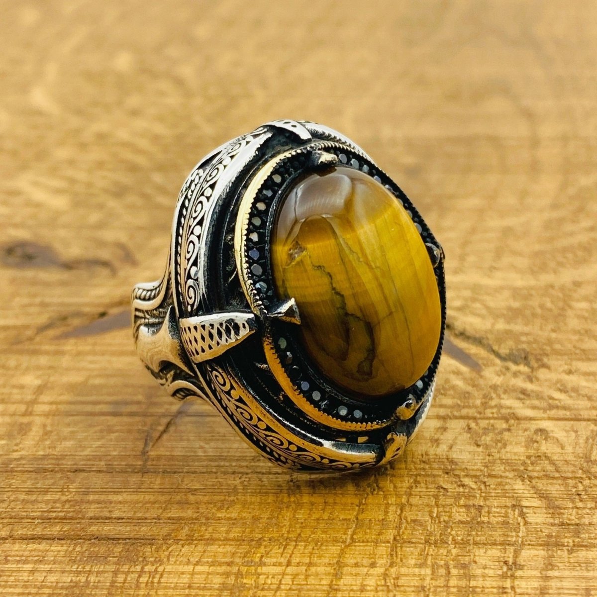 Men Tiger's Eye Stone Ring - TryAladdin