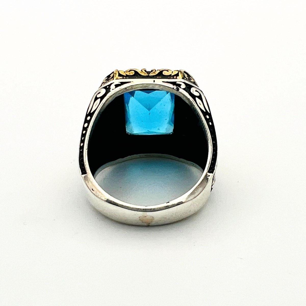 Men's Aquamarine Silver Ring - TryAladdin