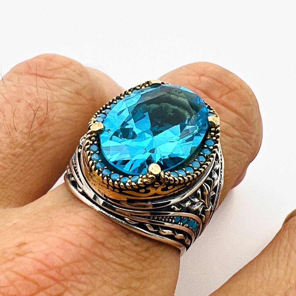 Men's Aquamarine Stone Ring - TryAladdin