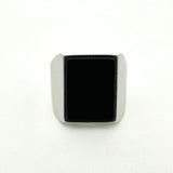 Men's Black Onyx Stone Silver Ring - TryAladdin