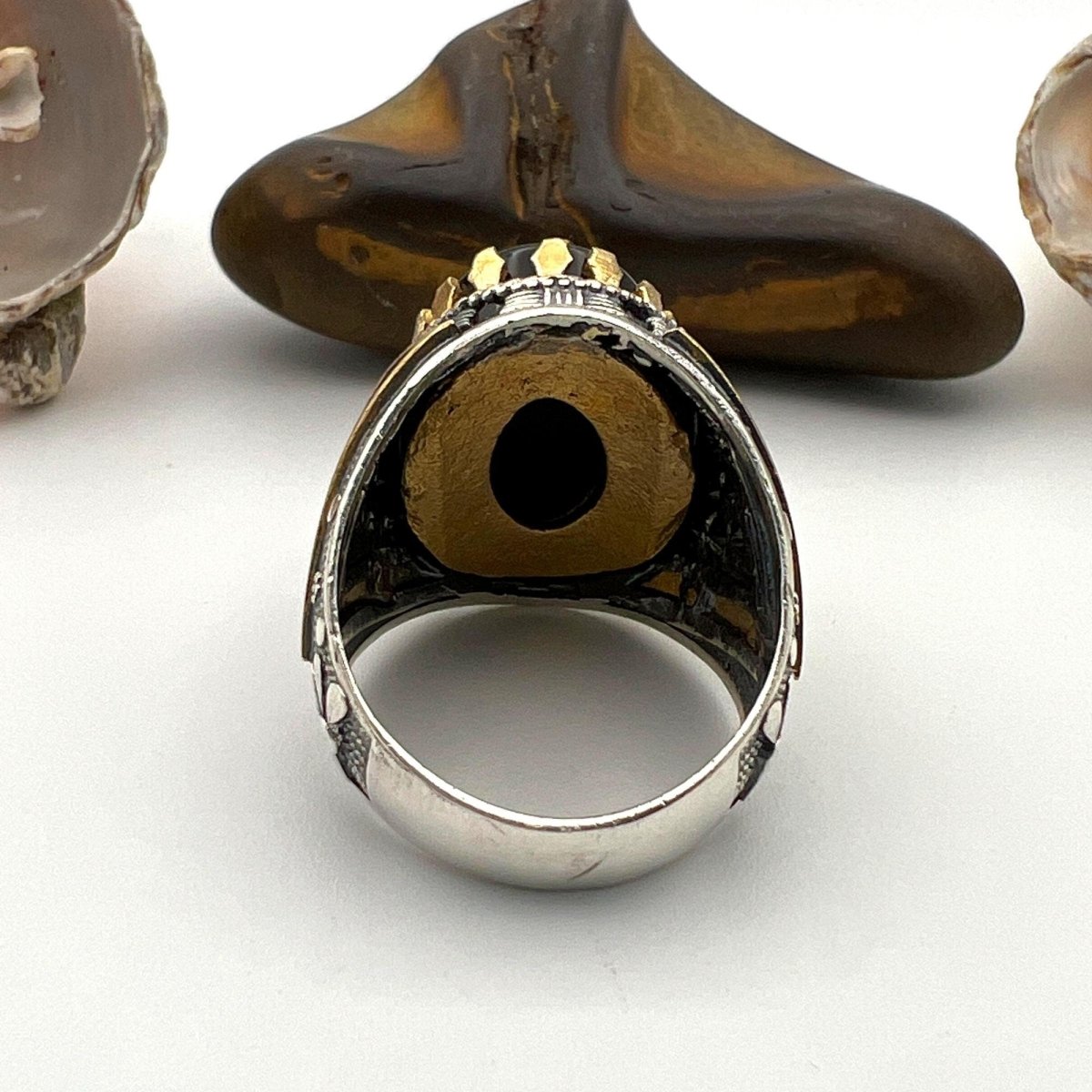 Men's Black Vintage Onyx Silver Ring - TryAladdin