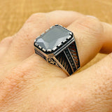 Men's Black Zircon Silver Ring - TryAladdin