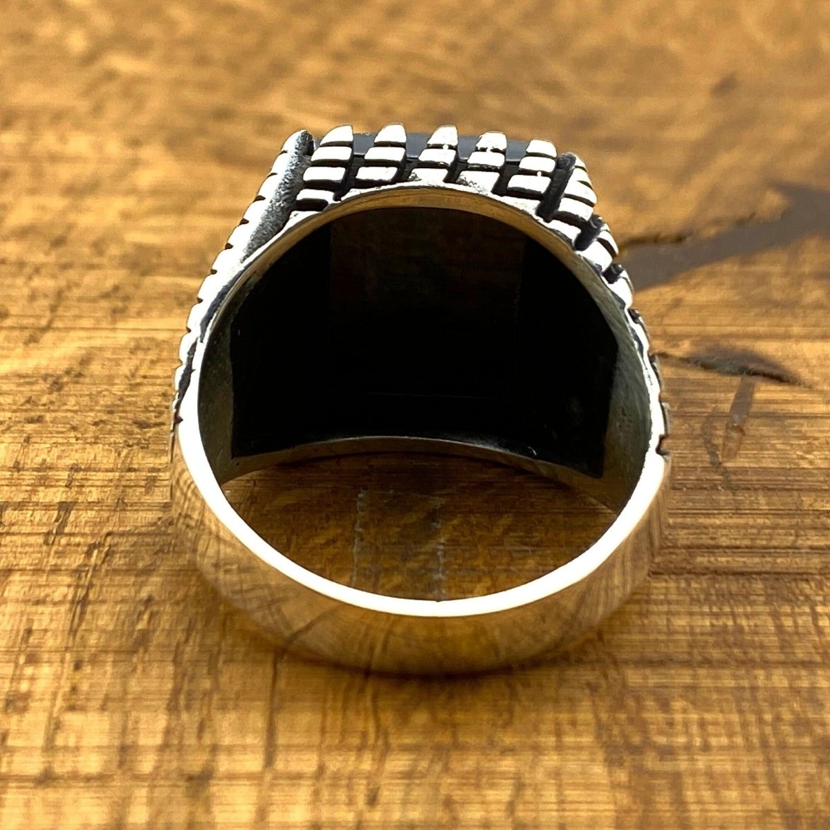 Men's Black Zircon Silver Ring - TryAladdin