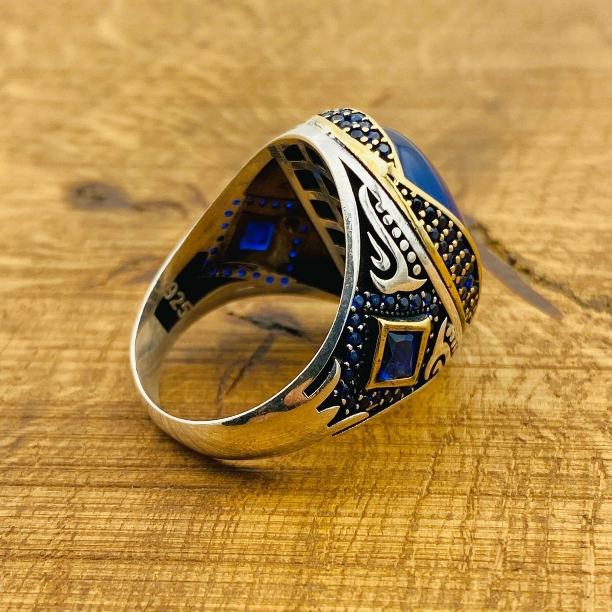 Men's Blue Lapis Lazuli Silver Ring - TryAladdin