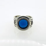 Men's Blue Sapphire Silver Ring - TryAladdin