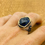 Men's Blue Zircon Ottoman Ring - TryAladdin