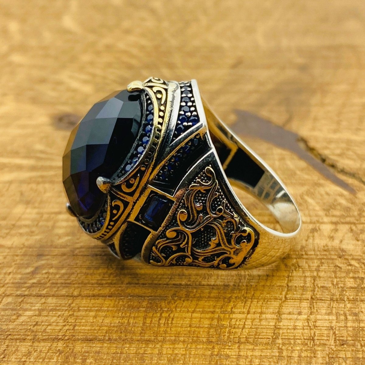 Men's Blue Zircon Ring - TryAladdin