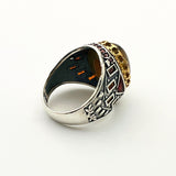 Men's Brown Agate Silver Ring - TryAladdin