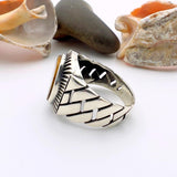 Men's Brown Tiger's Eye Stone Silver Ring - TryAladdin