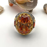 Men's Champagne Citrine Stone Silver Ring - TryAladdin