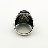 Men's Green Agate Silver Ring - TryAladdin