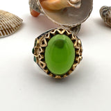 Men's Green Agate Stone Silver Ring - TryAladdin