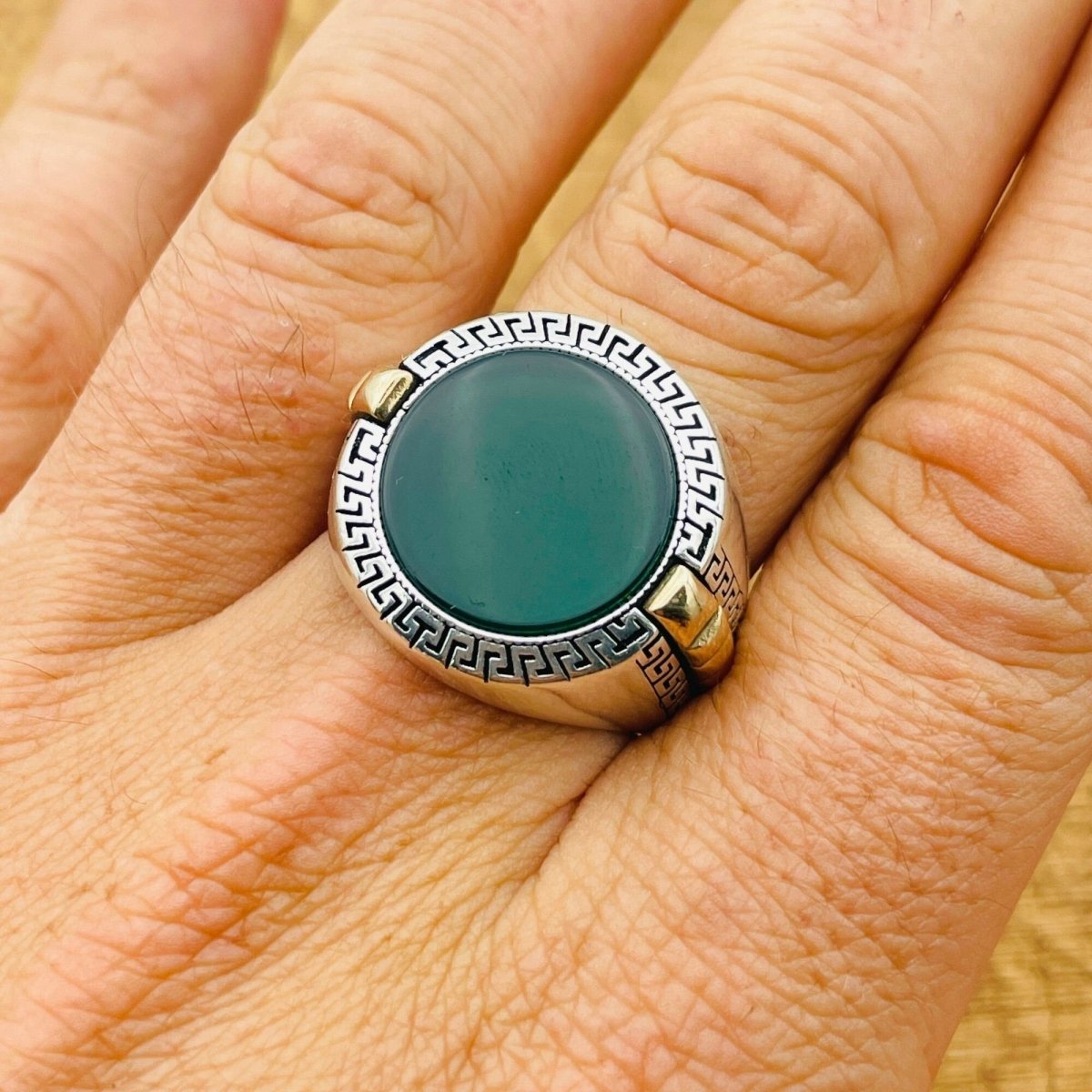 Men's Green Aqeeq Ring - TryAladdin