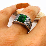 Men's Green Emerald Gemstone Ring - TryAladdin