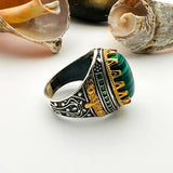 Men's Green Malachite Silver Ring - TryAladdin