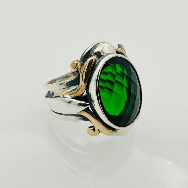 Men's Green Zircon Silver Ring - TryAladdin