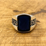 Men's Handmade Blue Zircon Stone Silver Ring - TryAladdin