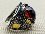 Men's Handmade Red Stone Ottoman Ring - TryAladdin