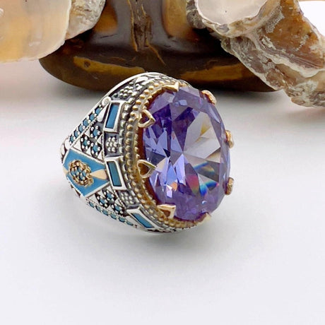 Men's Handmade Ring, Amethyst - TryAladdin