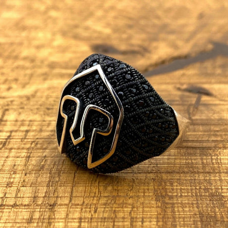 Men's Helmet Onyx Ring - TryAladdin