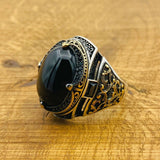 Men's Natural Black Onyx Silver Ring - TryAladdin