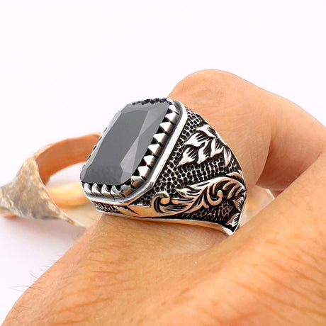 Men's Onyx Silver Ring - TryAladdin