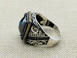 Men's Onyx Stone Black 925 Sterling Silver Ring - TryAladdin